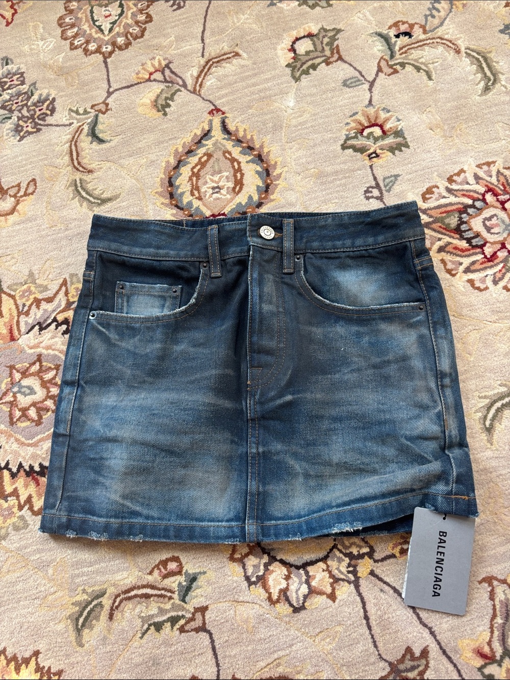 Balenciaga Blue Denim Mini Skirt